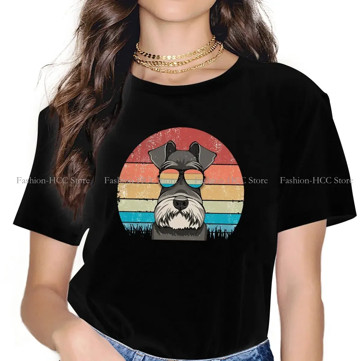 Color: WHITE, Size: L - Cool Dog Hip Hop Fashion Roar Best Schnauzer Dad Ever Newest Polyester TShirts Female Style Tops T Shirt O Neck