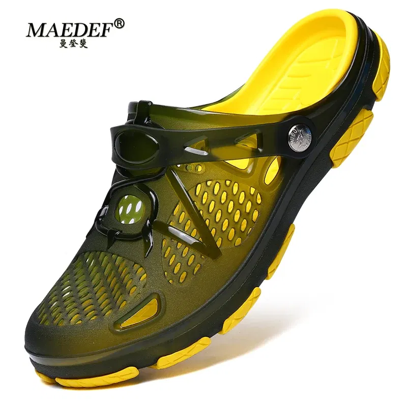 Color: Blue, Shoe Size: 44 - MAEDEF Fashion Men Slippers Summer Waterproof Beach Slippers Hot Sale Casual House Bathroom Slides Non Slip Outdoor Men's Shoes