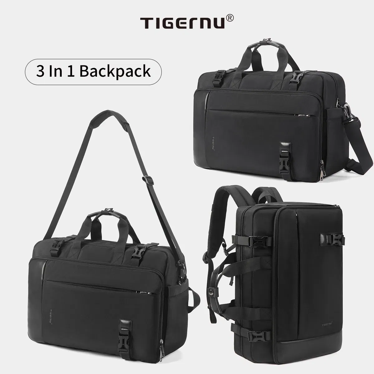 Color: Beige, Ships From: CHINA - Tigernu Travel Backpack Men Handbags Laptop Backpack For 17inch Shoulder Bag Travel Bag 3 In 1 Bags For Men Schoolbags Knapsack