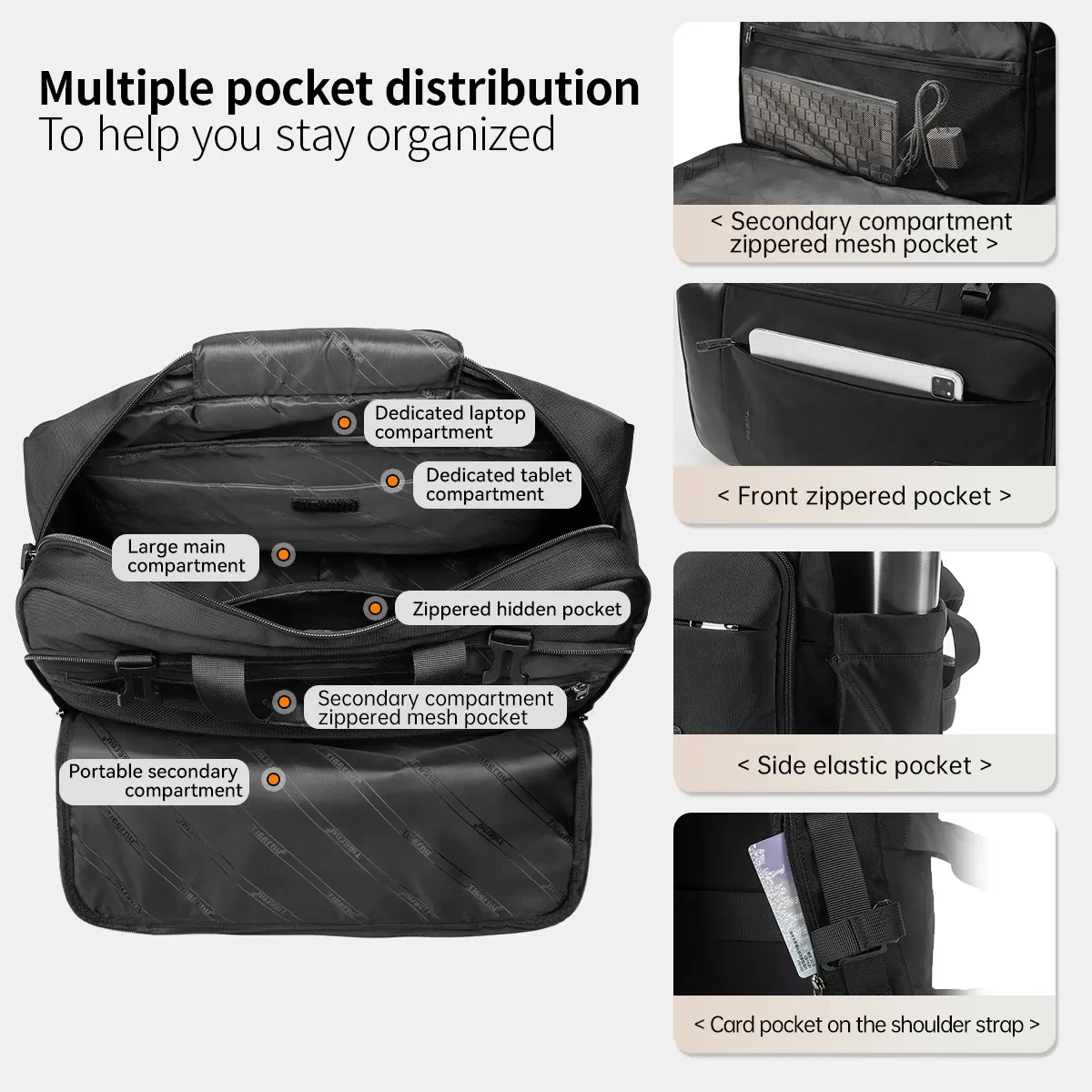 Color: Beige, Ships From: CHINA - Tigernu Travel Backpack Men Handbags Laptop Backpack For 17inch Shoulder Bag Travel Bag 3 In 1 Bags For Men Schoolbags Knapsack