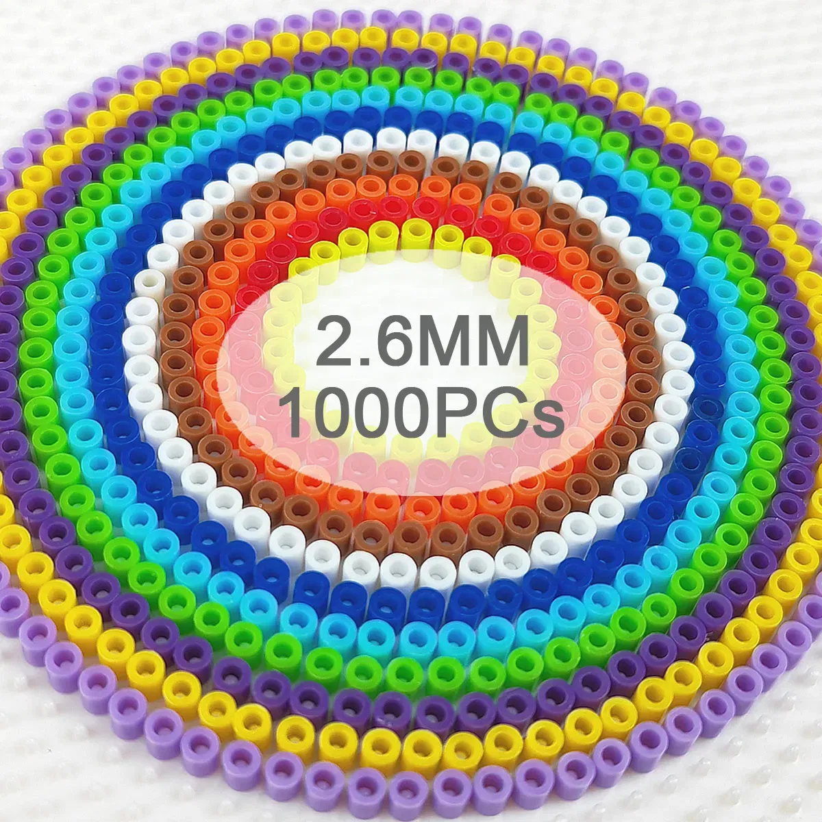 Color: Lemon yellow - 2.6mm Mini Beads 1000PCS Fuse Beads for Kids Gift Hama Beads Diy Puzzles Iron Beads High Quality