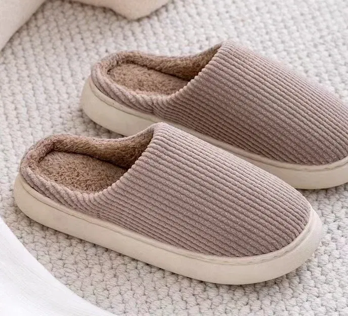 Color: Khaki, Shoe Size: 42 - Mens Memory Foam Slippers Slip on, Cozy Men's Bedroom Slippers Warm Soft Closed Toe Man Slippers