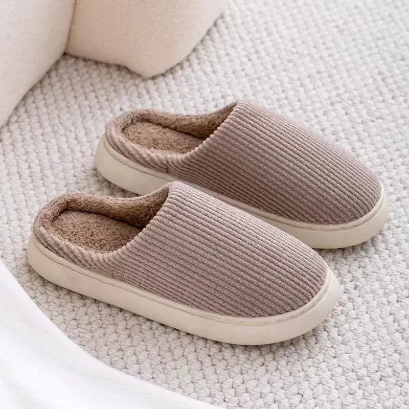 Color: Khaki, Shoe Size: 42 - Mens Memory Foam Slippers Slip on, Cozy Men's Bedroom Slippers Warm Soft Closed Toe Man Slippers