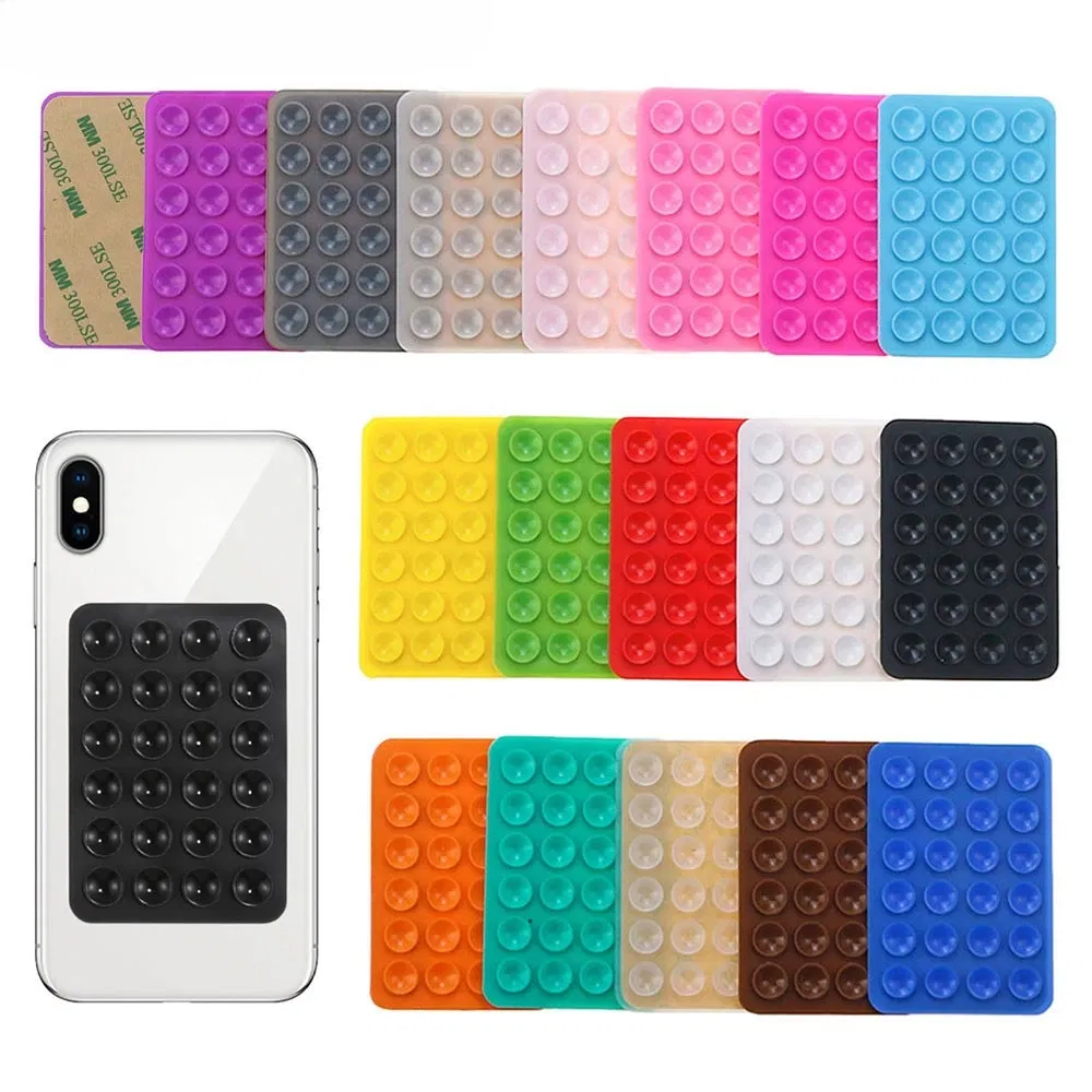 Color: Ivory - Silicone World Square Silicone Mobile Phone Fixing Suction Cup Car Mounted Bracket Phone Case Universal Anti Slip Suction Cup