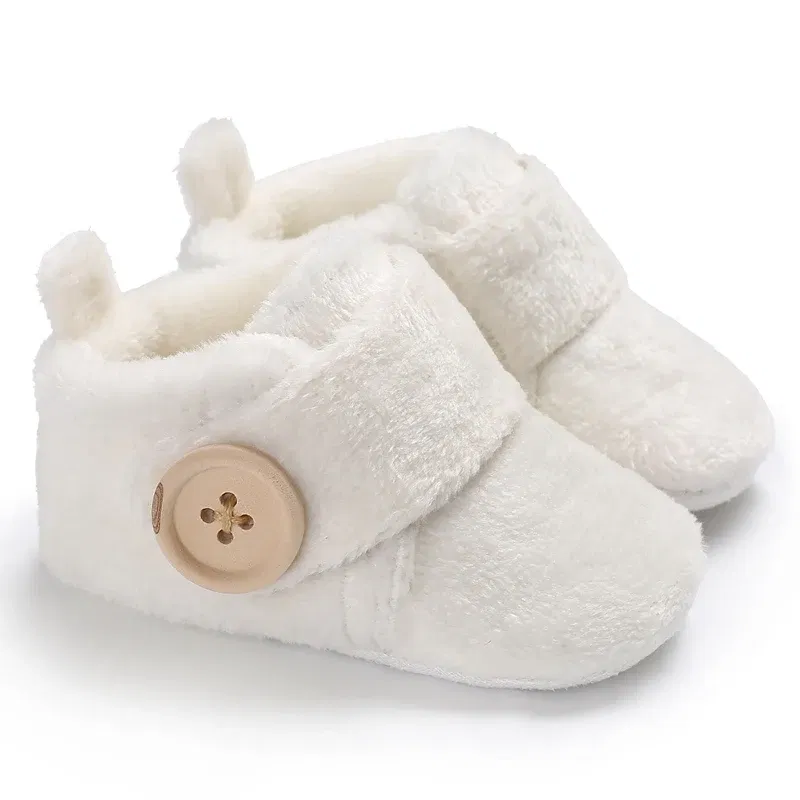 Color: Orange, Baby Age: 0-6 Months - 2022 Baby Autumn Winter Boots Baby Girl Boys Winter Warm Shoes Solid Fashion Toddler Fuzzy Balls First Walkers Kid Shoes 0-18M