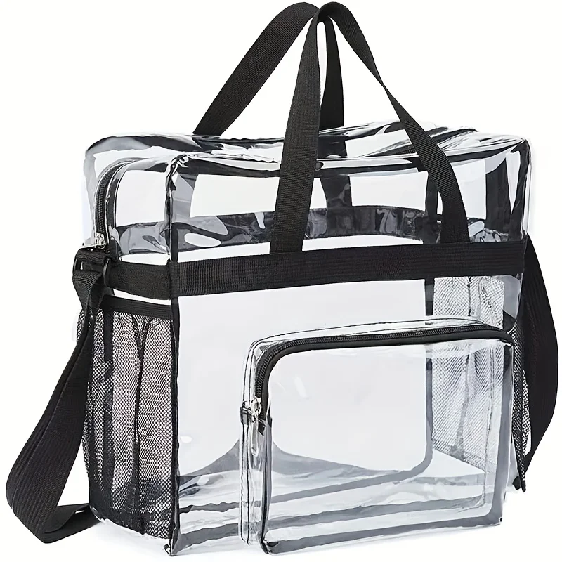 Color: black - Portable PVC Travel Bag with Large Capacity and Transparent Design for Easy Organization and Washing