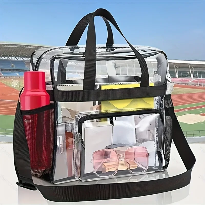 Color: black - Portable PVC Travel Bag with Large Capacity and Transparent Design for Easy Organization and Washing