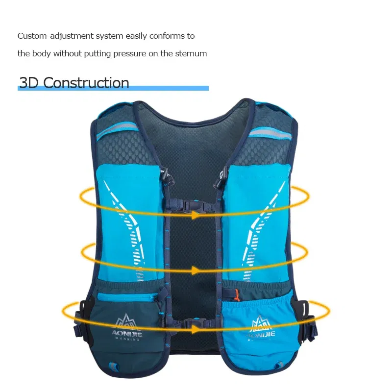 Color: Orange - AONIJIE C9102S Ultra Vest 5L Hydration Backpack Pack Bag Soft Water Bladder Flask Set For Hiking Trail Running Marathon Race