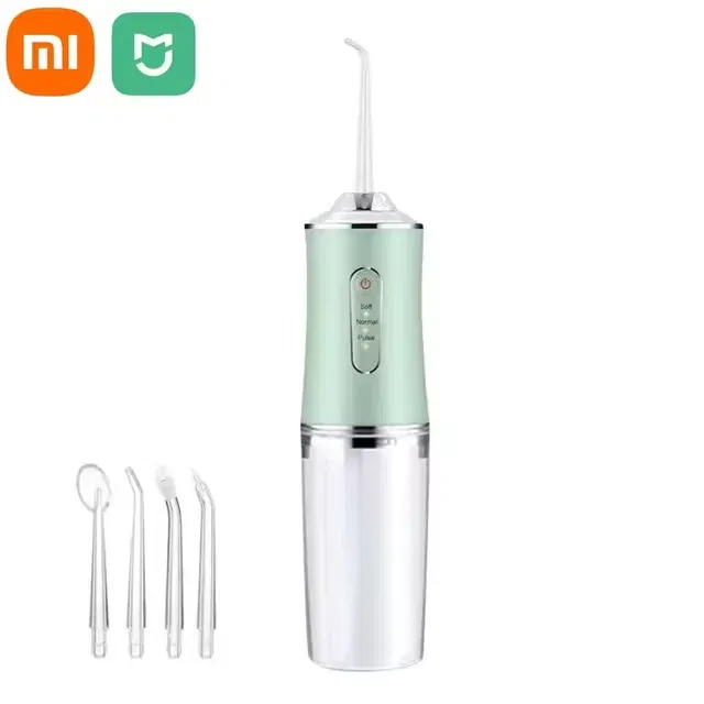 Color: Red - Xiaomi Portable Electric Dental Water Flosser Oral Irrigator Dental Bed Sprinkler Jet Toothpick 4 Nozzle Mouth Washing Machine