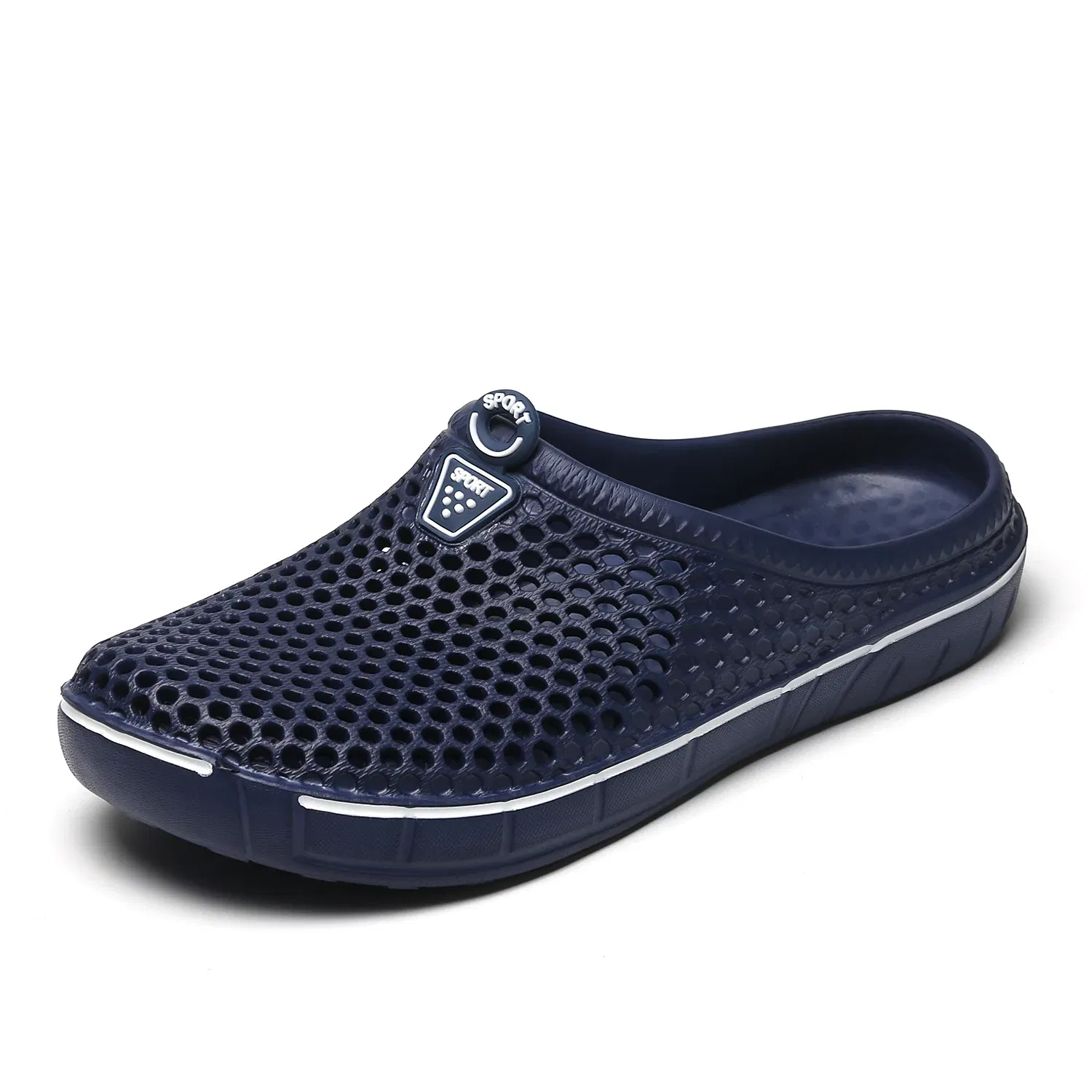 Color: SKY BLUE, Shoe Size: 42 - Men Slippers Beach Shoes Unisex Summer Hollow Outdoor Casual Men Beach Sandal Flip Flops Shoes Non-slip Size 36-45 Mens Slippers