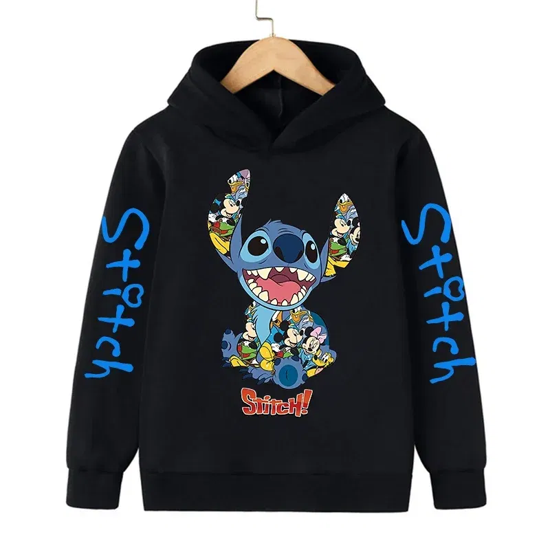 Color: Blue, Size: >40cm - New in Cool Stitch Hoodie Children Cartoon Clothes Kid Girl Boy Lilo and Stitch Sweatshirt Manga Hoody Baby Casual Top