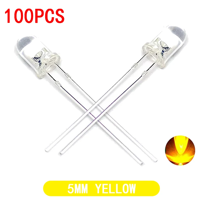 Color: MULTI - 100pcs High quality Transparent Round 5mm Super Bright Water Clear Green Red White Yellow Blue Light LED Bulbs Emitting Diode