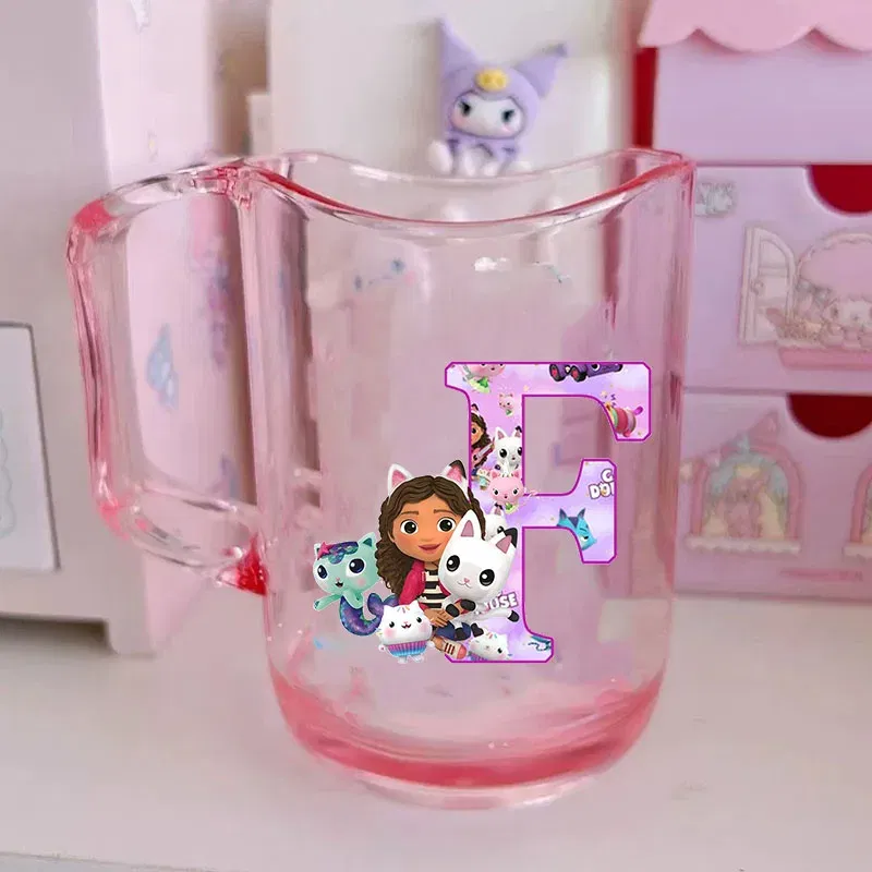 Color: Blue, Size: Other - Gabby Dollhouse Letter A-Z Print Water Cup ABS Tooth Brushing Cups Anime Kawaii Cat Kids Toothglass Cups Kids Birthday Gift