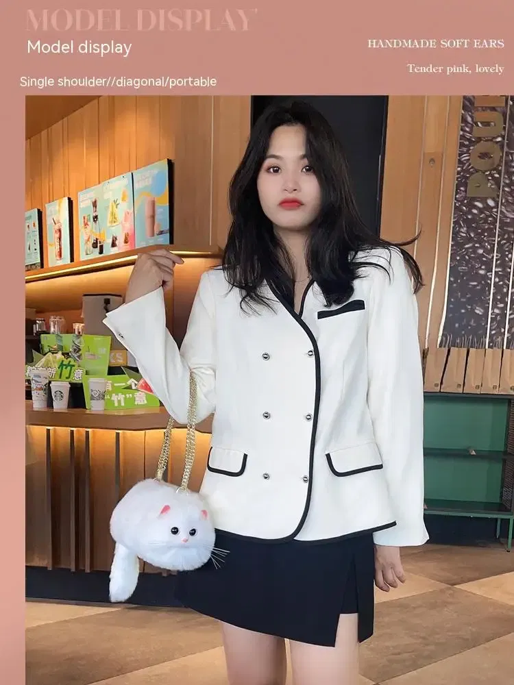 Color: Beige, Size: M - Cat Bag Female Niche Design Sense Summer New Popular Ins Style Crossbody Bag, Crossbody Bag, Strap Bag, Cat Cute Backpack