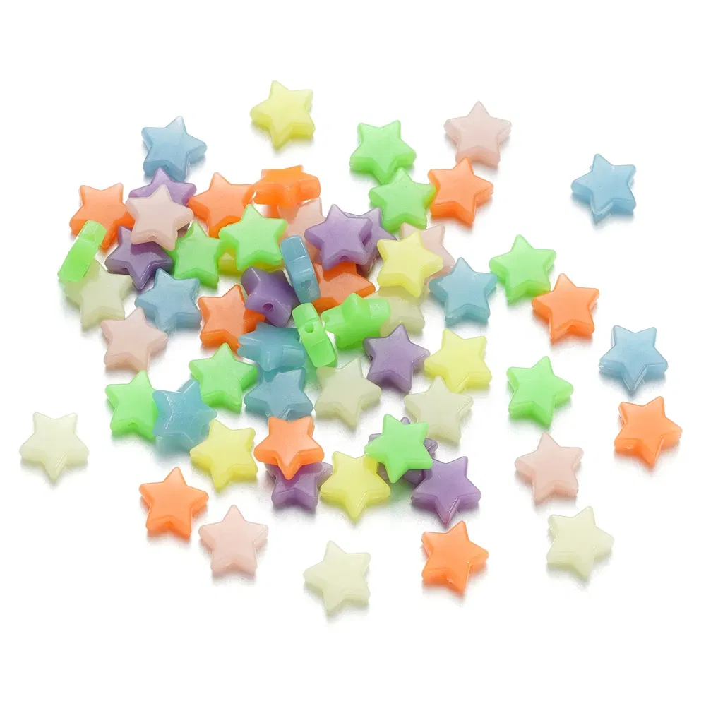 Color: Silver, Item Diameter: 2mm - 50Pcs Luminous Star Beads Heart Shape Acrylic Beads Loose Spacer Beads for Jewelry Making DIY Bracelet Necklace Accessories