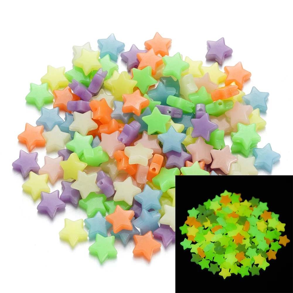 Color: Silver, Item Diameter: 2mm - 50Pcs Luminous Star Beads Heart Shape Acrylic Beads Loose Spacer Beads for Jewelry Making DIY Bracelet Necklace Accessories