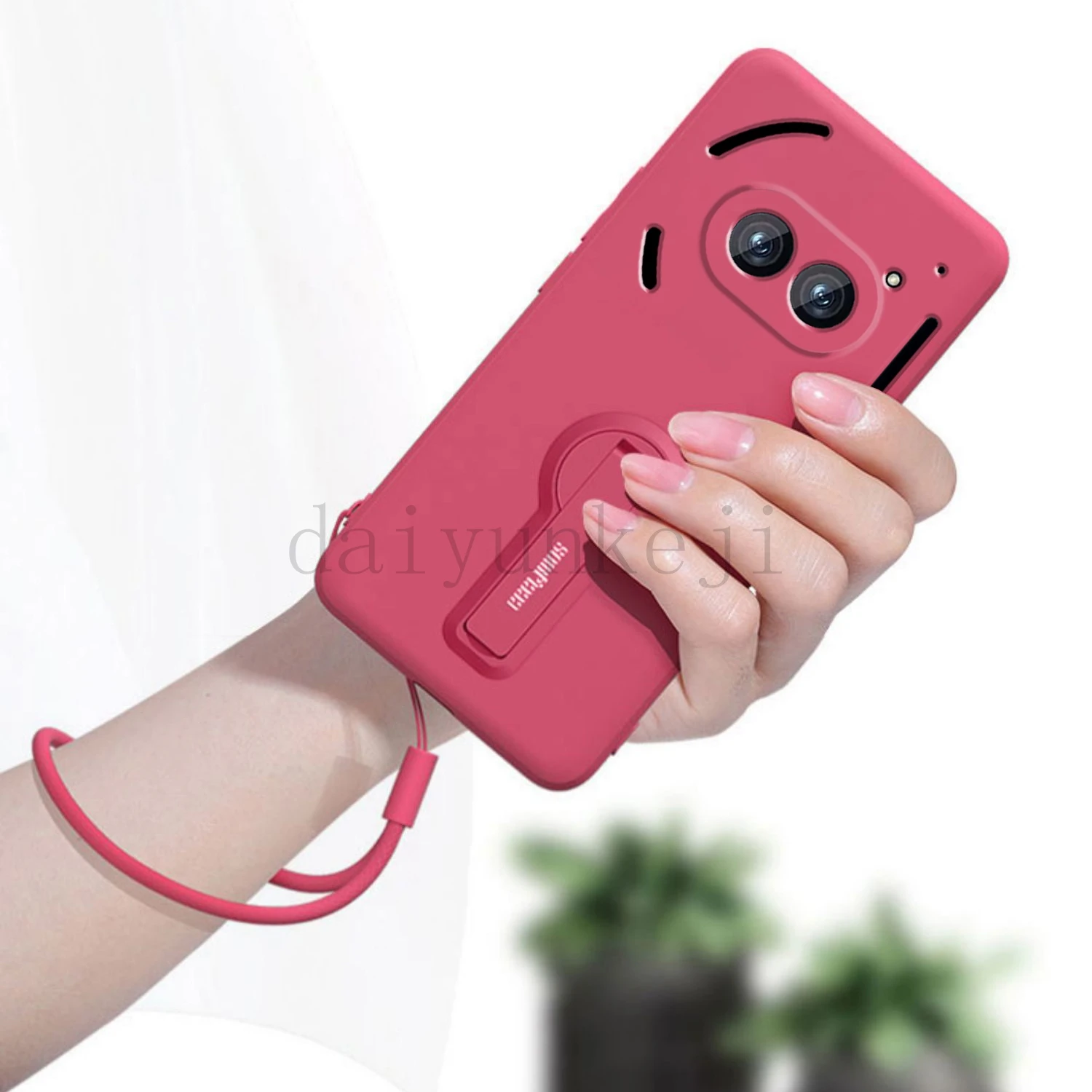 Color: BRIGHT PINK, Material: ABS - Liquid Silicone Case For Nothing Phone 2A Plus 3A Soft Cover Shockproof Protective Phone Case with Holder Screen Film