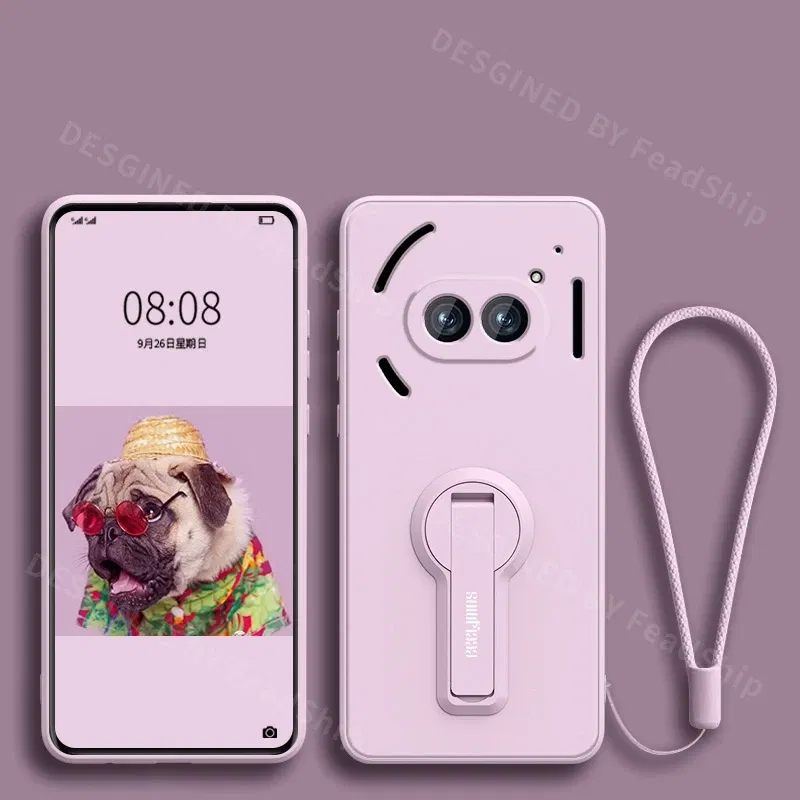 Color: BRIGHT PINK, Material: ABS - Liquid Silicone Case For Nothing Phone 2A Plus 3A Soft Cover Shockproof Protective Phone Case with Holder Screen Film