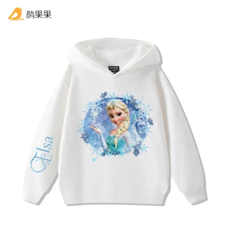 Color: army green, Kid Size: 5 - Queen Elsa Surrounding Girls Autumn and Winter Hooded Sweatshirt Children Girl Children's Tops Cute Long-sleeved Coat