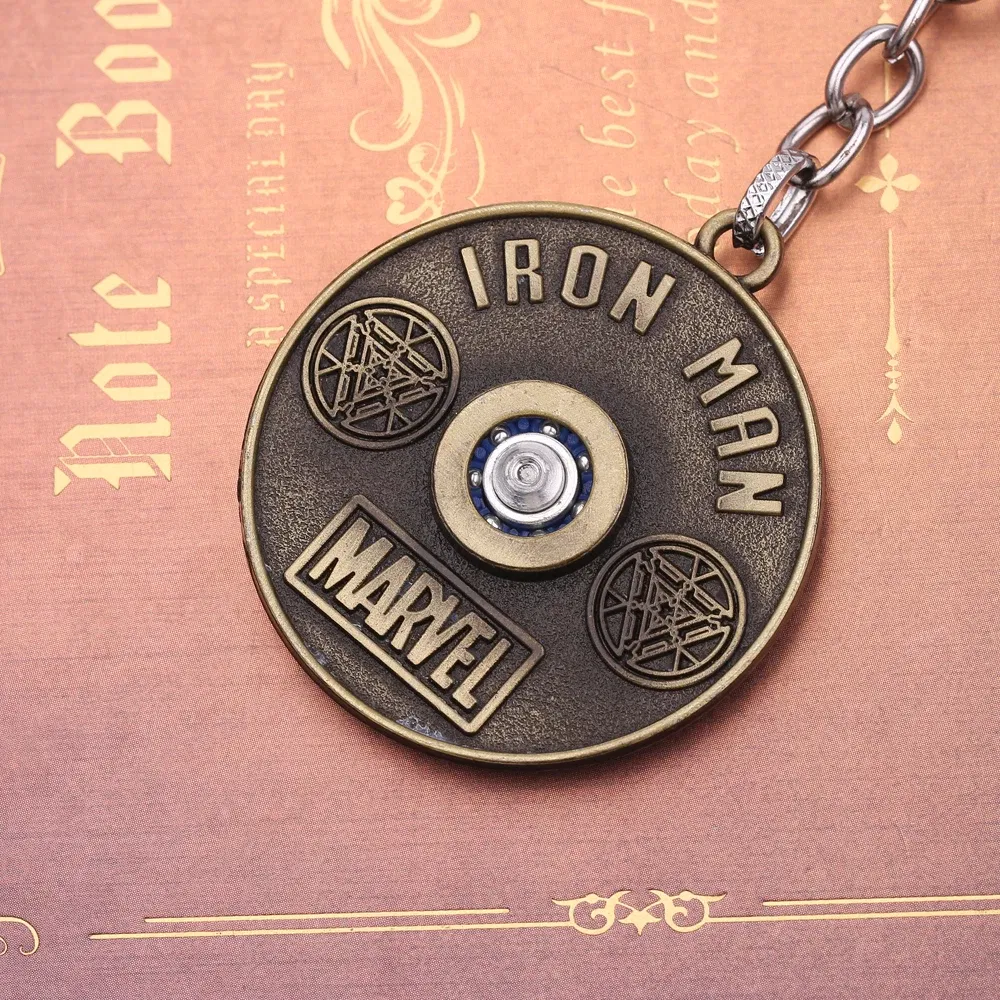 Color: WHITE, Ships From: CHINA - Marvel Avengers Superhero Iron Man Keychain for Men anxiety Jewelry Fun Rotate Decompress Keyrings Backpack Key Holder Pendant