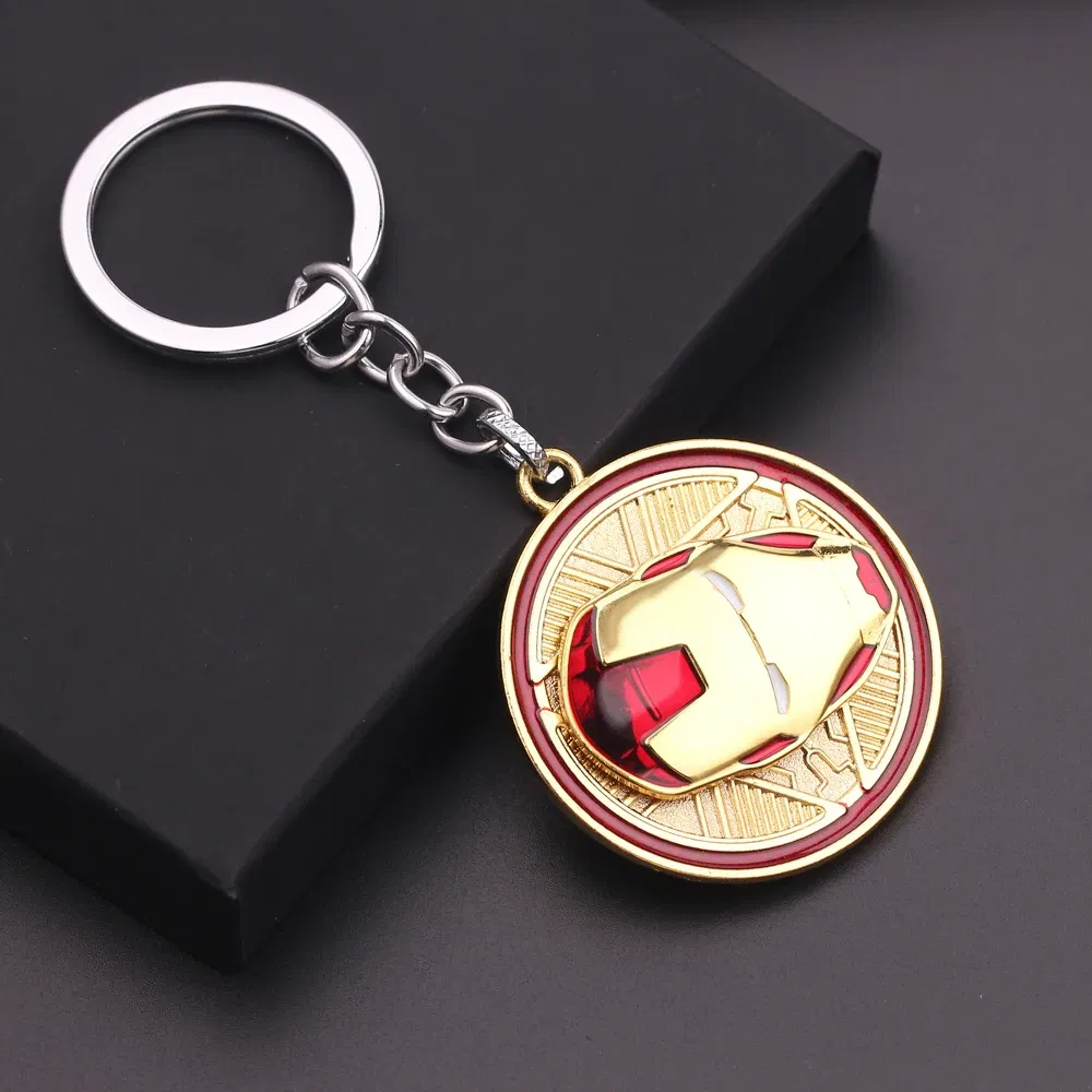 Color: WHITE, Ships From: CHINA - Marvel Avengers Superhero Iron Man Keychain for Men anxiety Jewelry Fun Rotate Decompress Keyrings Backpack Key Holder Pendant