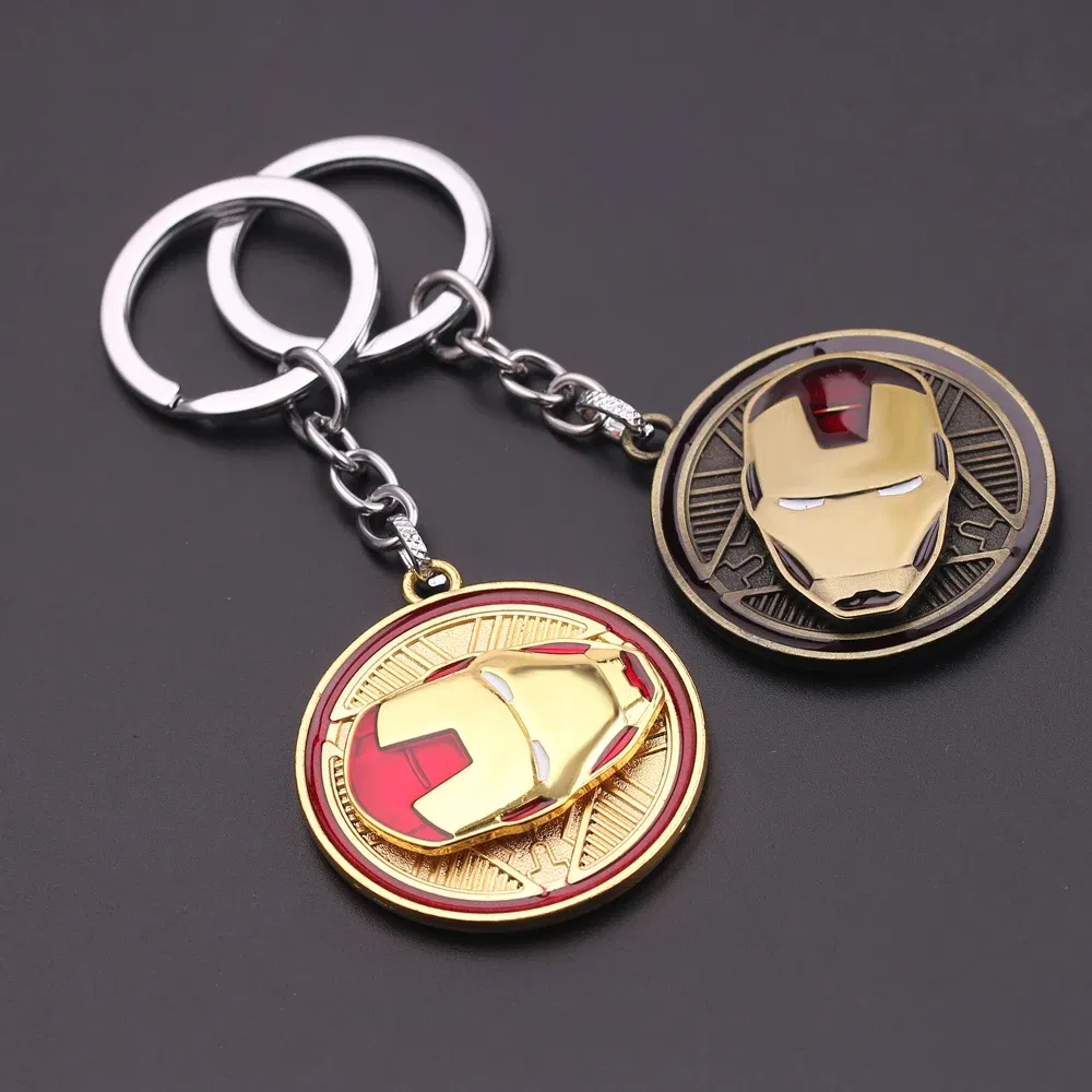Color: WHITE, Ships From: CHINA - Marvel Avengers Superhero Iron Man Keychain for Men anxiety Jewelry Fun Rotate Decompress Keyrings Backpack Key Holder Pendant