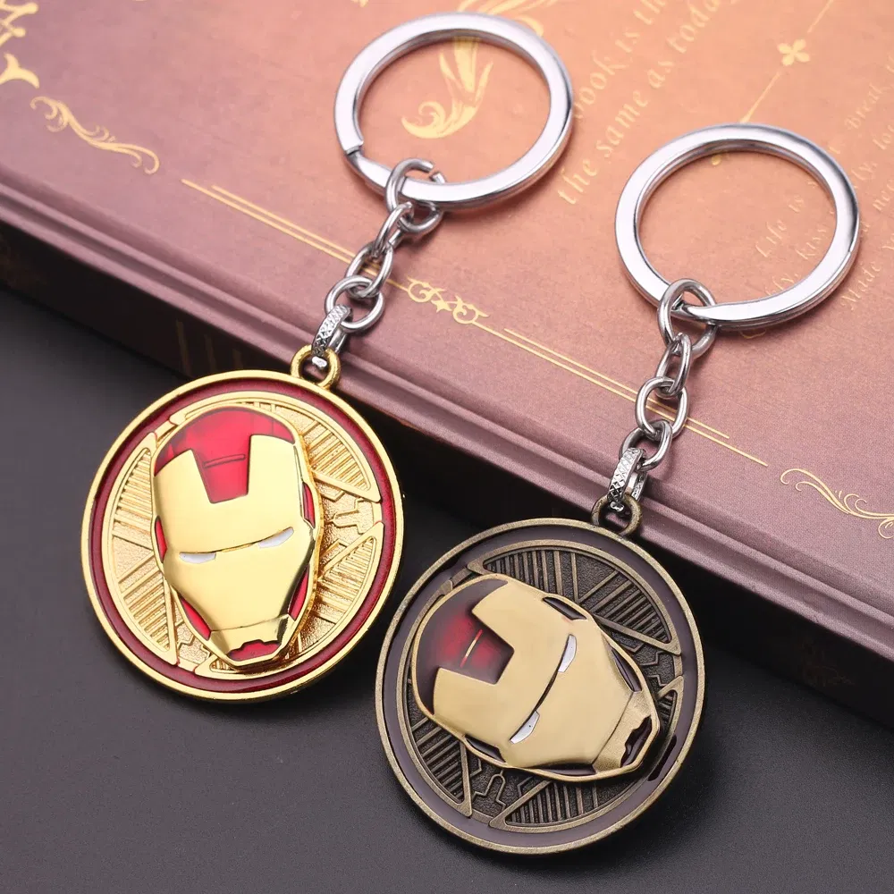 Color: WHITE, Ships From: CHINA - Marvel Avengers Superhero Iron Man Keychain for Men anxiety Jewelry Fun Rotate Decompress Keyrings Backpack Key Holder Pendant