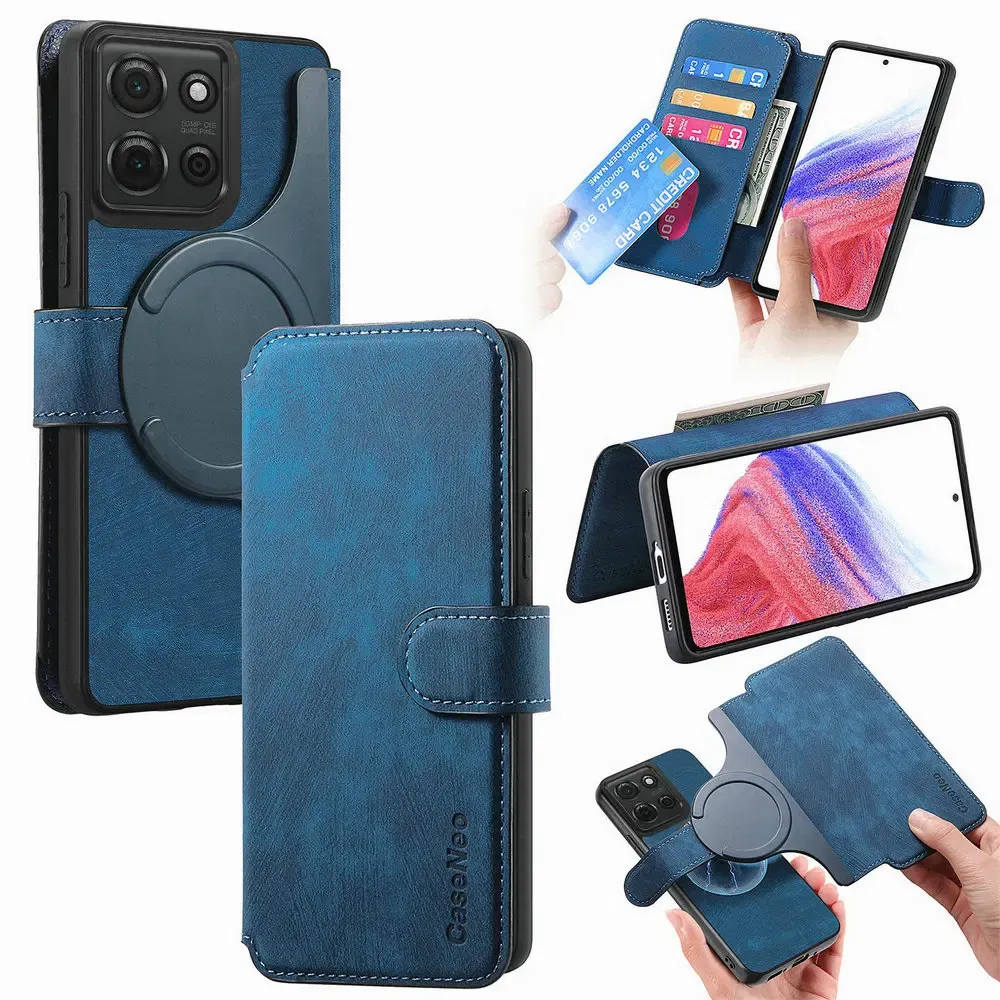 Color: PURPLE, Material: PVC - For Motorola Edge 50 Neo 60 Fusion 5G Luxury Case Leather Wallet Card Capa Moto Edge 60 Pro Case Edge50 S50 60s Pro Magnet Cover
