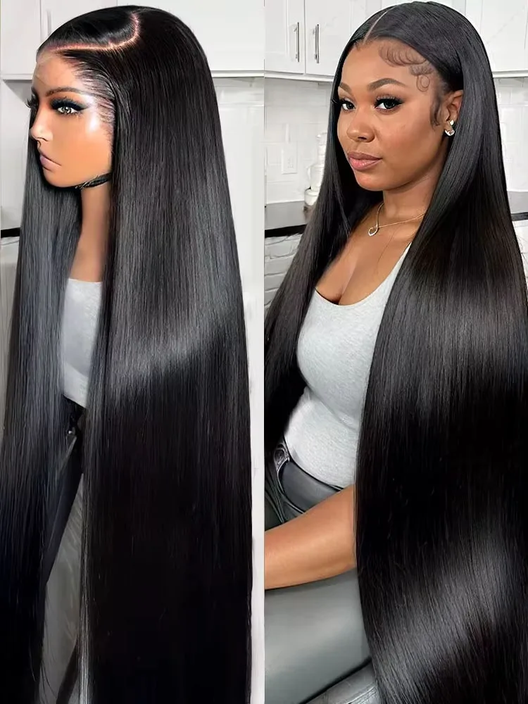 Hair Color: #1B, Density: 220%, Ships From: CHINA, Stretched Length: 34inches - 5x5 Glueless Wig Wear and Go Human Hair Ready To Wear HD Lace Glueless Wigs Bone Straight Lace Front Human Hair Wig For Women
