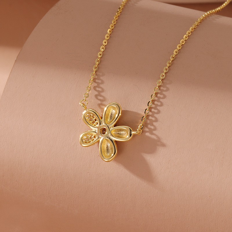 Sterling Silver Gentle Net Red Wind SUNFLOWER Necklace