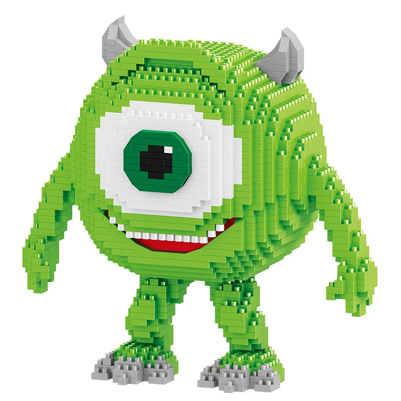 Color: Wood, Size: M - Monster University Micro Building Blocks James Mike Model Anime Diamond Mini Brick Figure Toy For Christmas Gift