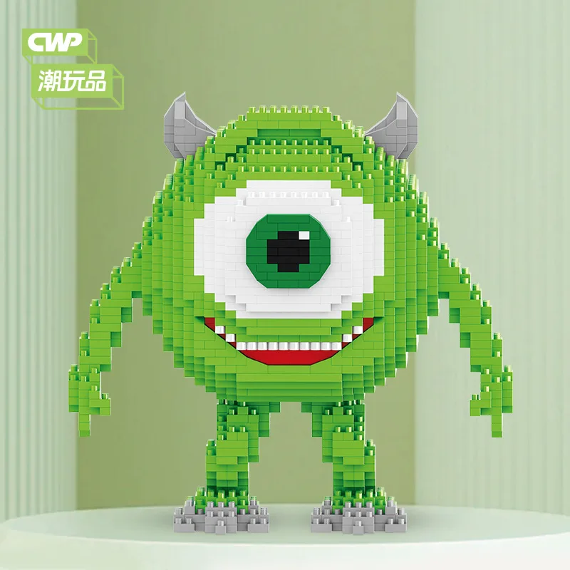 Color: Wood, Size: M - Monster University Micro Building Blocks James Mike Model Anime Diamond Mini Brick Figure Toy For Christmas Gift