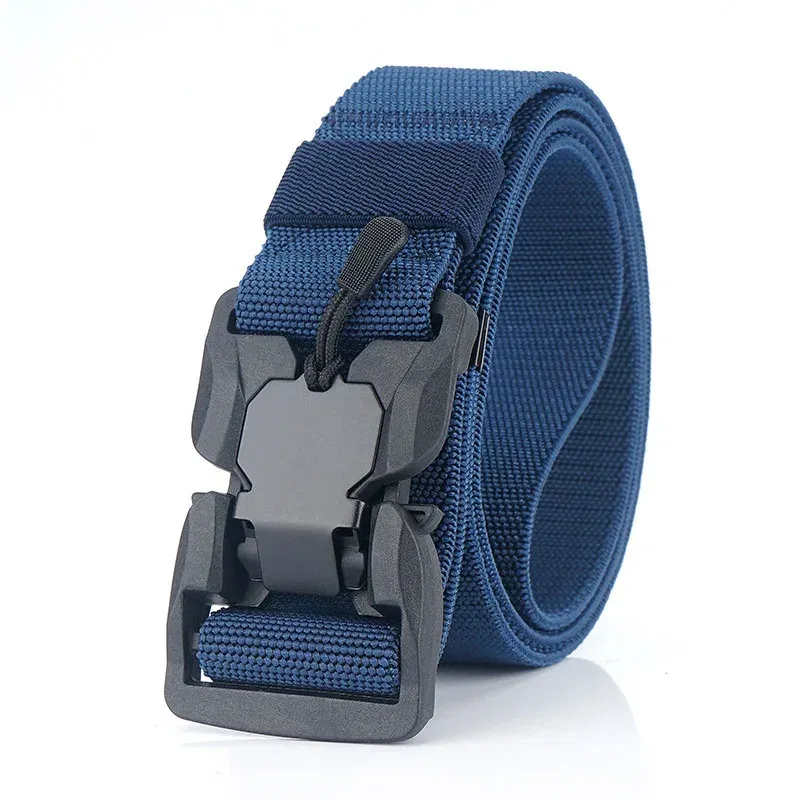 Color: DEEP BLUE, Belt Length: 125cm, Ships From: CHINA - Military Nylon Tactical Belt for Men Women Unisex Magnetic Quick Release Buckle Army Outdoor Training Waist Belts Strap Nylon