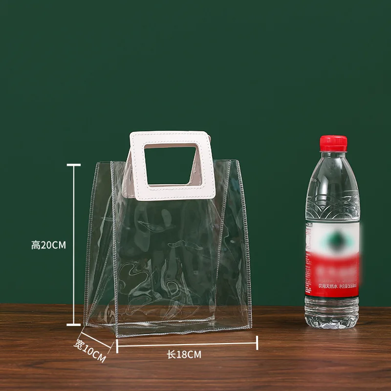 Color: Light green, Gift Box Size: Other - 1PC Clear Candy Handbag PVC Gifts Cosmetics Bag Transparent Souvenir Packaging Bags Tote Xmas Birthday Wedding Party Supplies