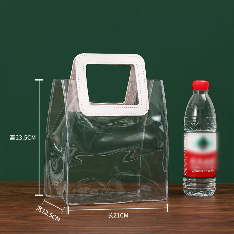 Color: Light green, Gift Box Size: Other - 1PC Clear Candy Handbag PVC Gifts Cosmetics Bag Transparent Souvenir Packaging Bags Tote Xmas Birthday Wedding Party Supplies