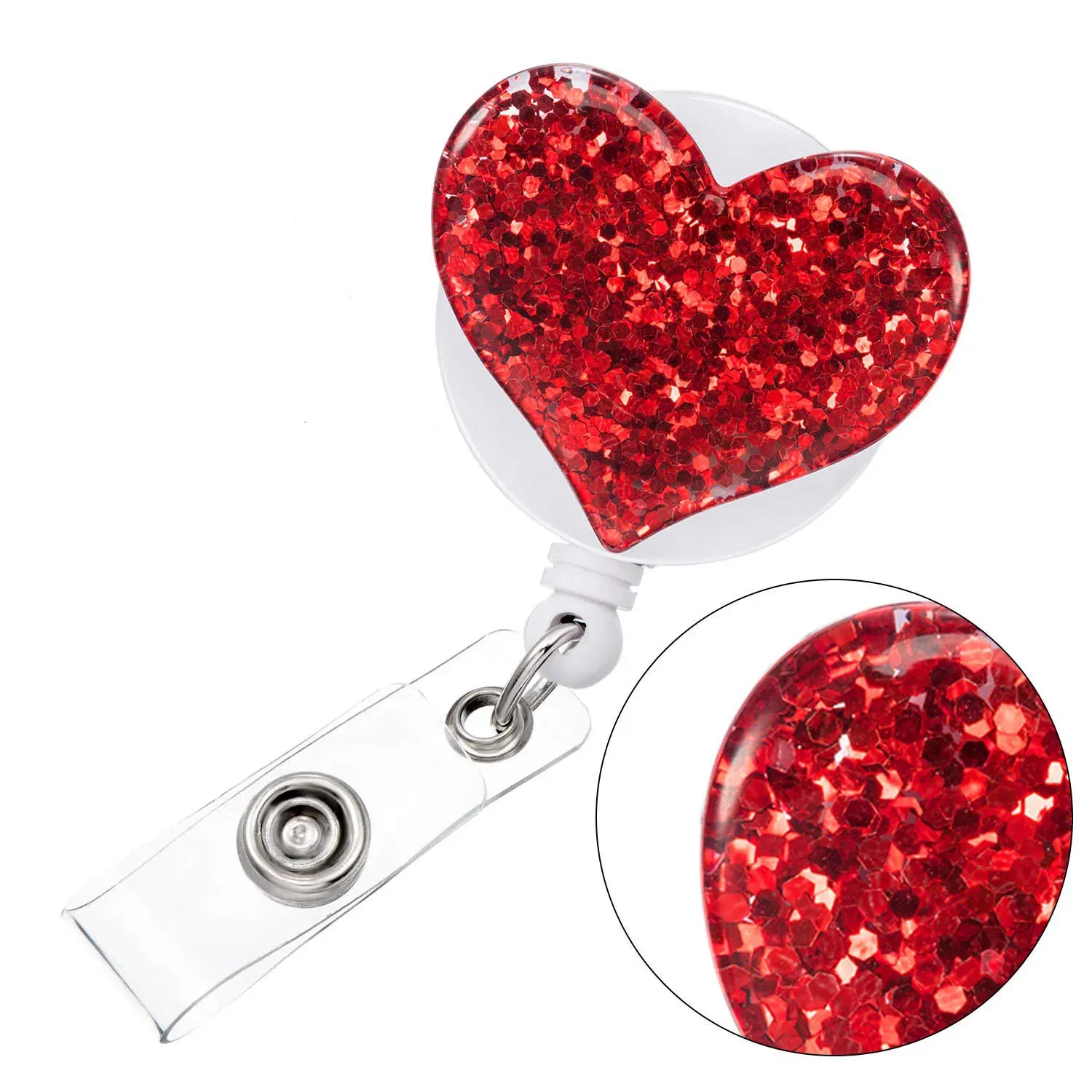 Color: PURPLE - idclip 10 Pcs Bling Love Heart Retractable Badge Holder Badge Clips for Nurse ID Badge Reel with Alligator Clip