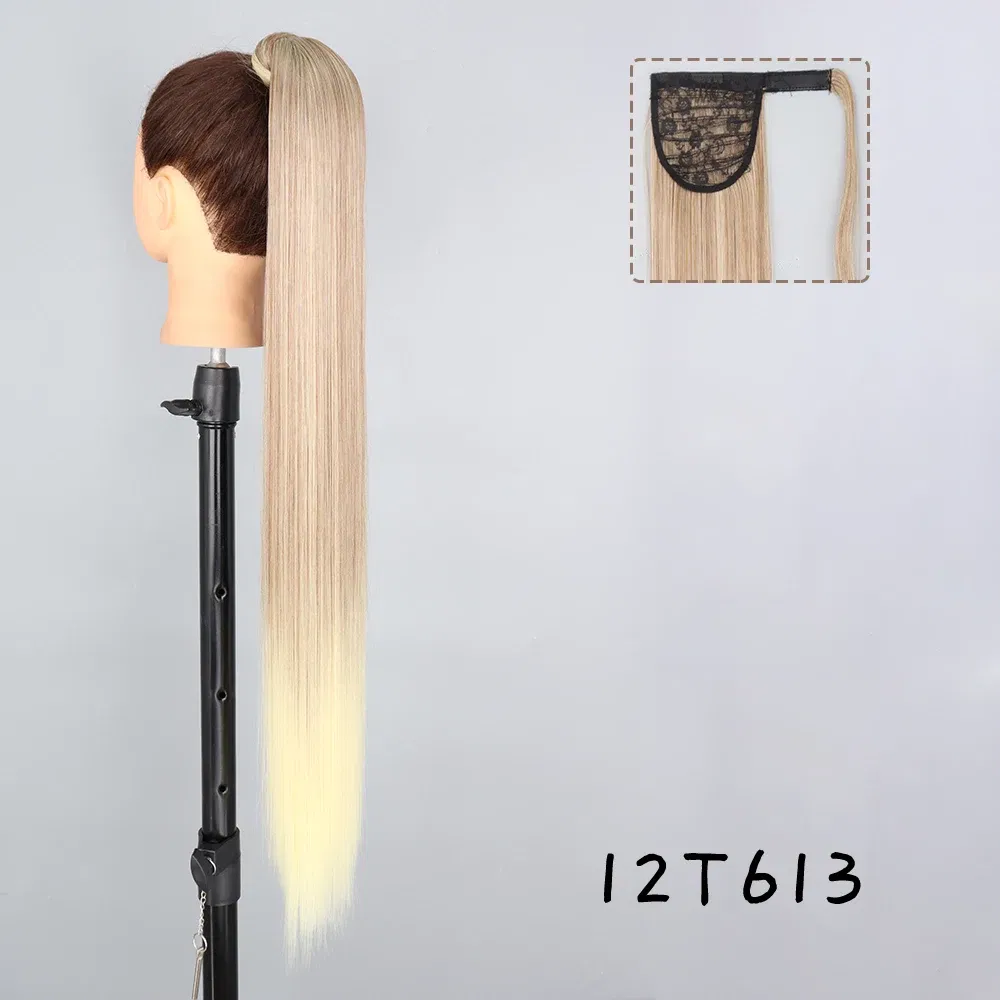 Color: #35, Stretched Length: 34inches - AZQUEEN Straight Synthetic Hairpiece With Ponytail 85cm Super Long Wrap Around Clip In Hair Extensions Pony Tail For Daily Wear