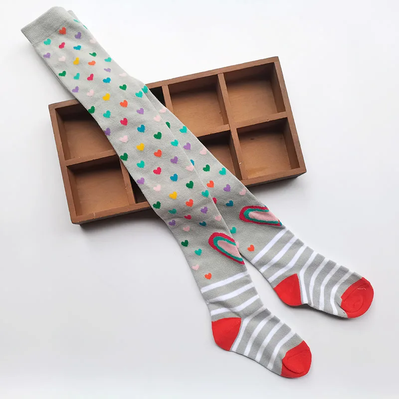 Color: GRAY, Size: L - 1 PCS Autumn Winter Children Stripe Pantyhose Stockings Baby Girls Christmas Tights Kids Masquerade Party Children's Clothes