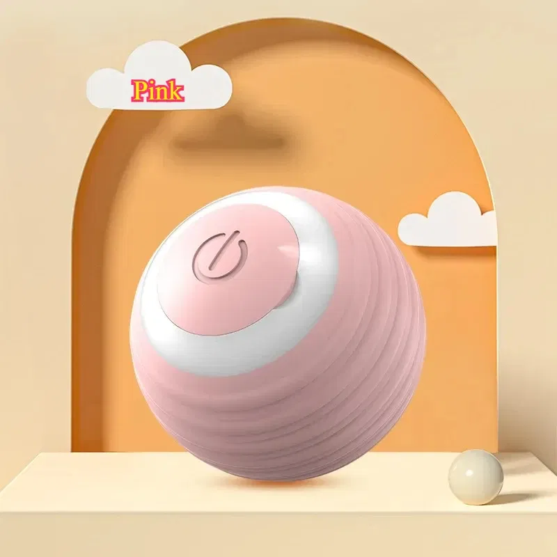Color: Pink - New Cat Interactive Ball Toy Automatic Rolling Ball Faux Tail Rechargeable Smart Pet Electric Toy Dog Cat Training Imitate Mouse