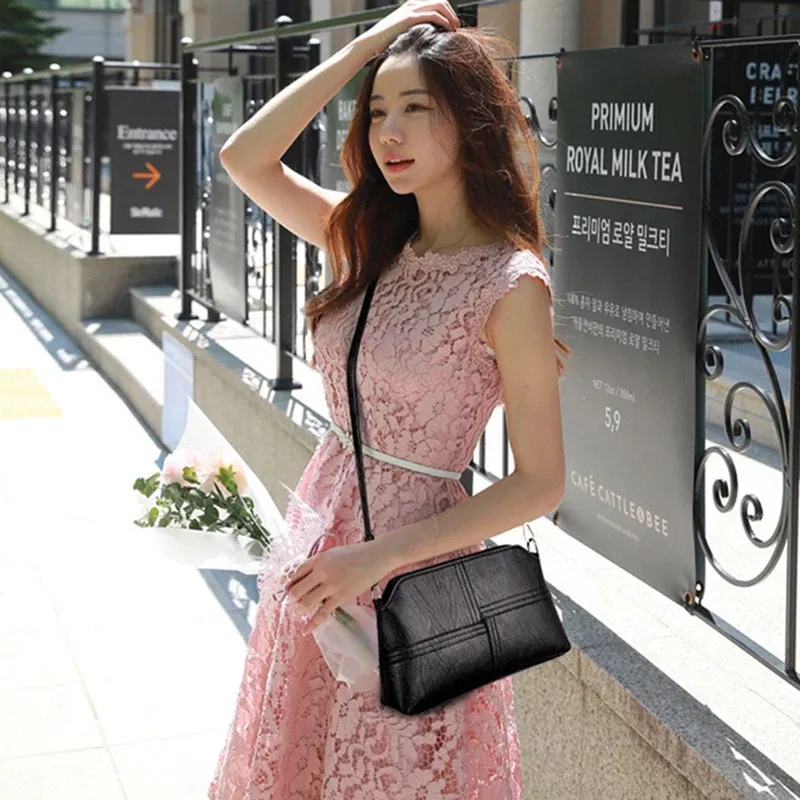 Color: Yellow, Size: S - New Casual mama Messenger Bags Crossbody PU Leather Black Handbags for Women Small Shoulder Bag Purse