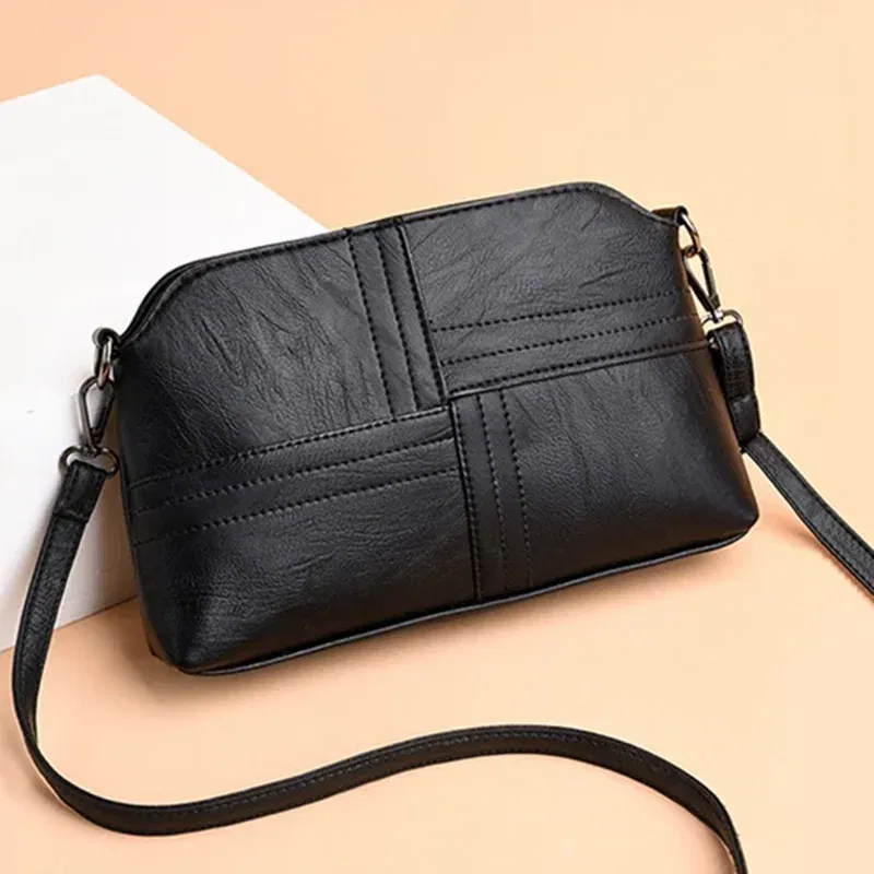 Color: Yellow, Size: S - New Casual mama Messenger Bags Crossbody PU Leather Black Handbags for Women Small Shoulder Bag Purse