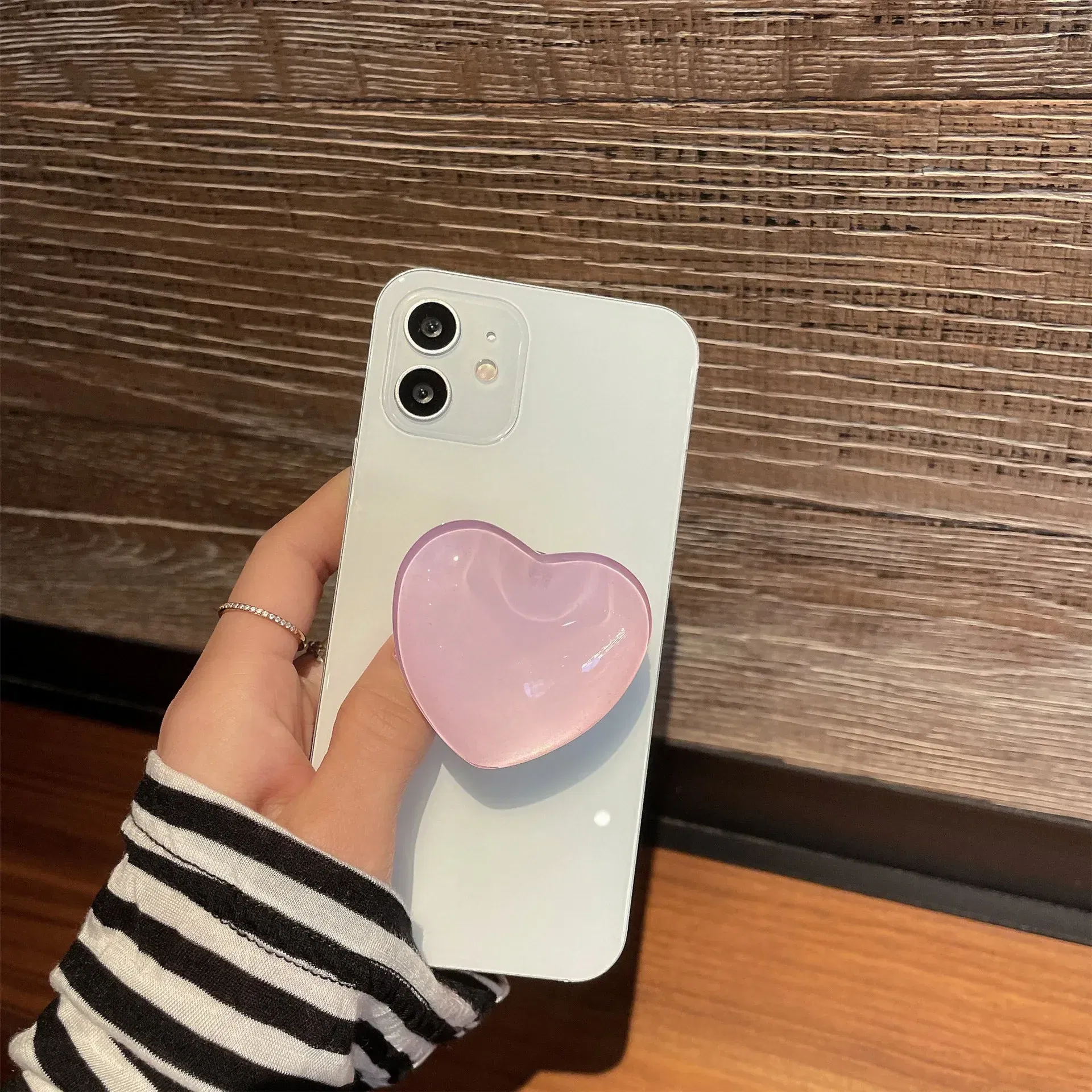 Color: Light Green - Phone Holder Popular Socket Griptok Finger Grip Bracket Stand Love Heart Ins Style Cute Poping Pink White Cellphone Accessory
