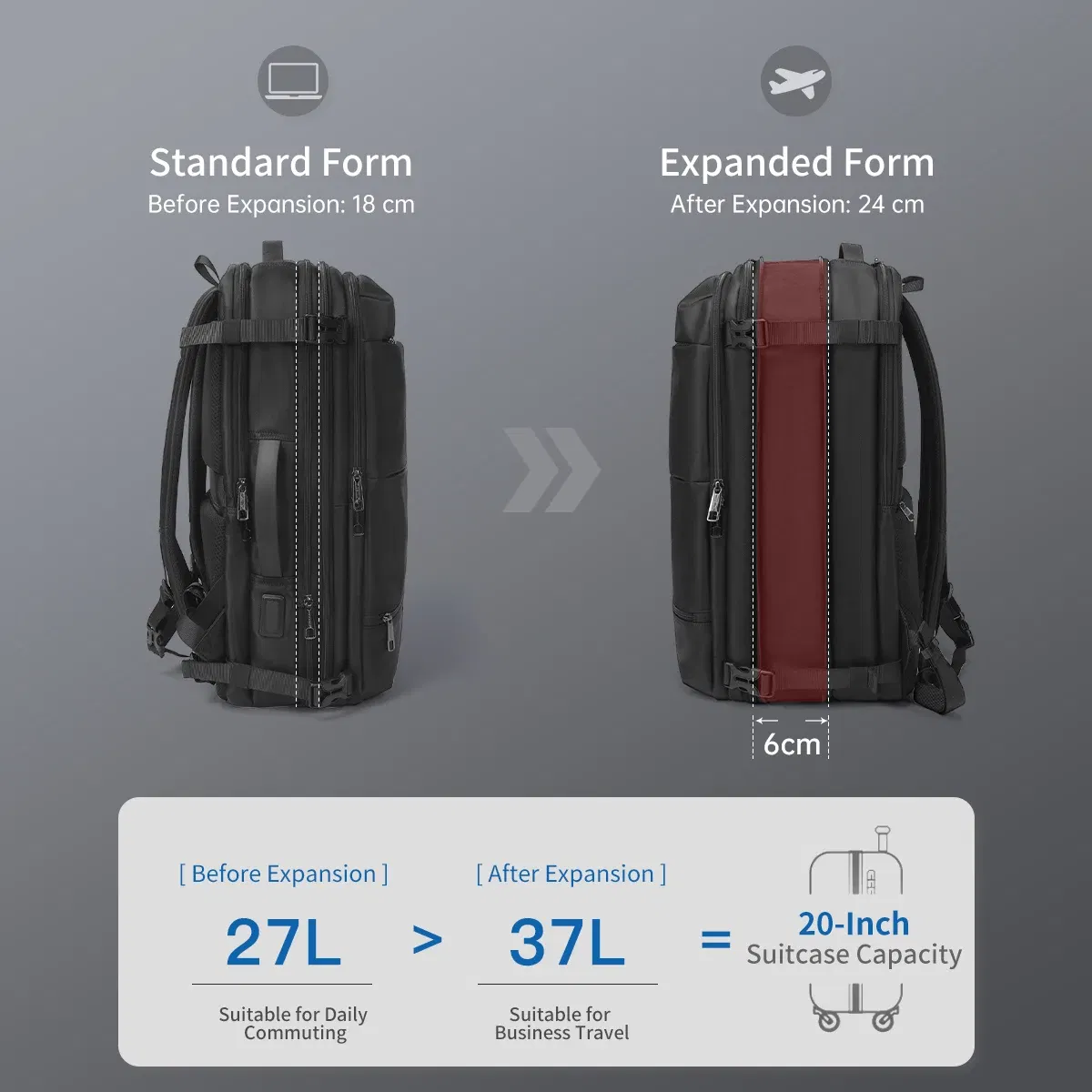 Color: Beige, Ships From: CHINA - Lifetime Warranty Travel Backpack Men Business Backpack Schoolbag Expandable USB Bag Large Capacity 17 Laptop Bag Waterproof Bag