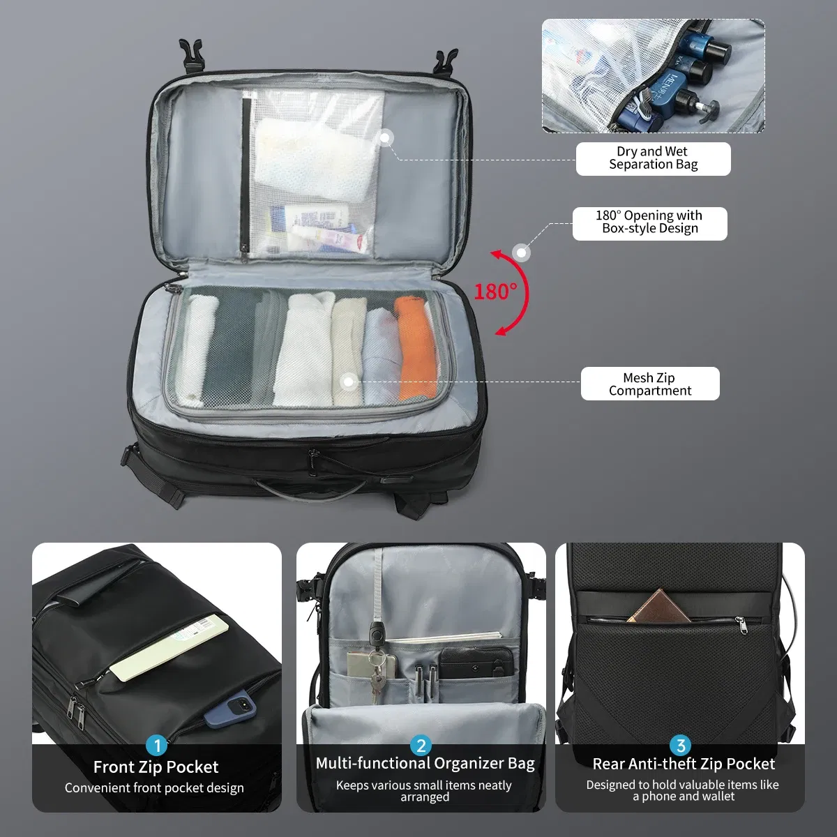 Color: Beige, Ships From: CHINA - Lifetime Warranty Travel Backpack Men Business Backpack Schoolbag Expandable USB Bag Large Capacity 17 Laptop Bag Waterproof Bag