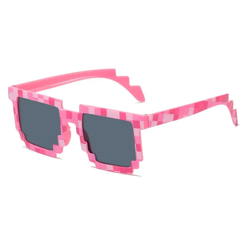 Lenses Color: Pink - 2021 New fashion Sun Glasses Hot Sale Sunglasses Creeper Glasses Novelty Mosaic Funny Goggles Boys Girls Pixel Eyewear