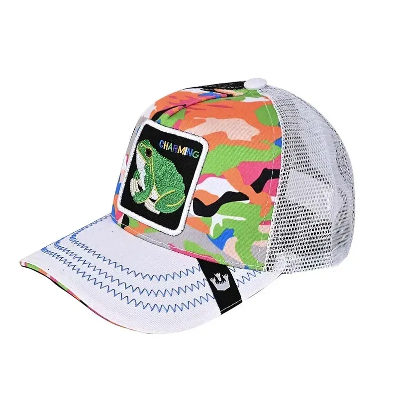 Color: black - Baseball Caps Men Women Snapback Hip Hop Cap With Fashion Animals Embroidery Summer Breathable Mesh Trucker Caps Streetwear Bone