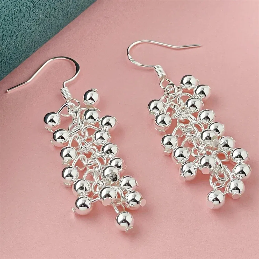 Gem Color: Light Red - 925 Silver Heart Shape Earrings Women Exquisite Student Jewelry Accessories
