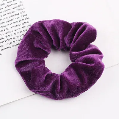 Color: black - New Fashion gold velvet Women Pure color wild Large intestine Elastic Hair Sports Dance Scrunchie Girls Hair Accessories