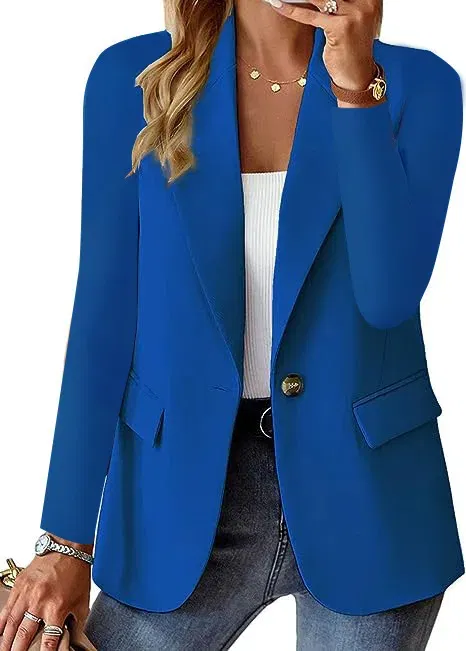 Color: Burgundy, Size: M - Womens Spring Winter Down Full Long Sleeve Coat Autumn Blazer Button Outwear Suit Cardigan Female