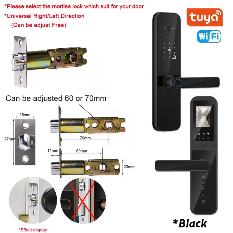 Color: Gold, Ships From: CHINA - New! Tuya Wifi Digital Electronic Smart Door Lock With Biometric Camera Fingerprint Smart Card Password Key Unlock